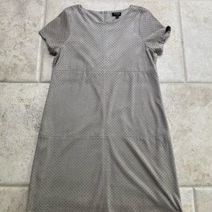 A.N.A. Faux Suede Shift Dress Color Taupe  Size S 
Perforated Design in fabric